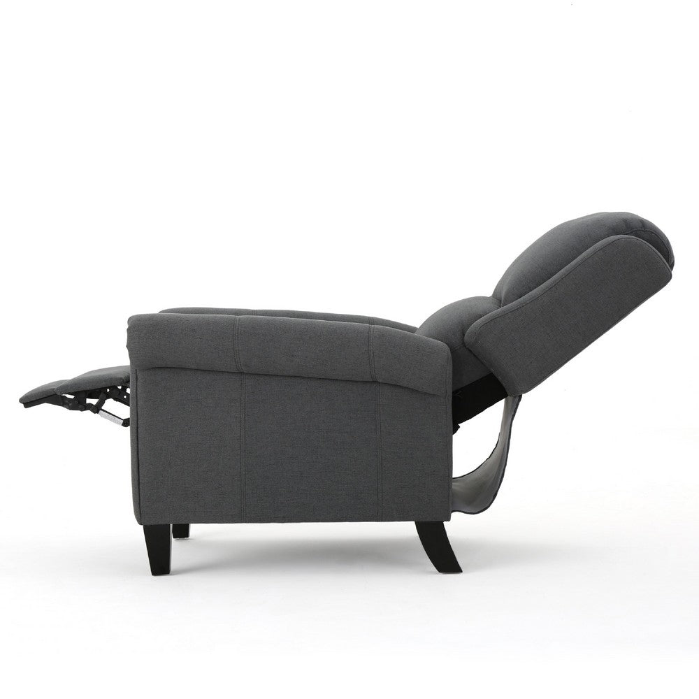 Beny Manual Recliner Chair, Charcoal Gray Polyester, Rolled Arms -BM335793