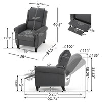 Beny Manual Recliner Chair, Charcoal Gray Polyester, Rolled Arms -BM335793