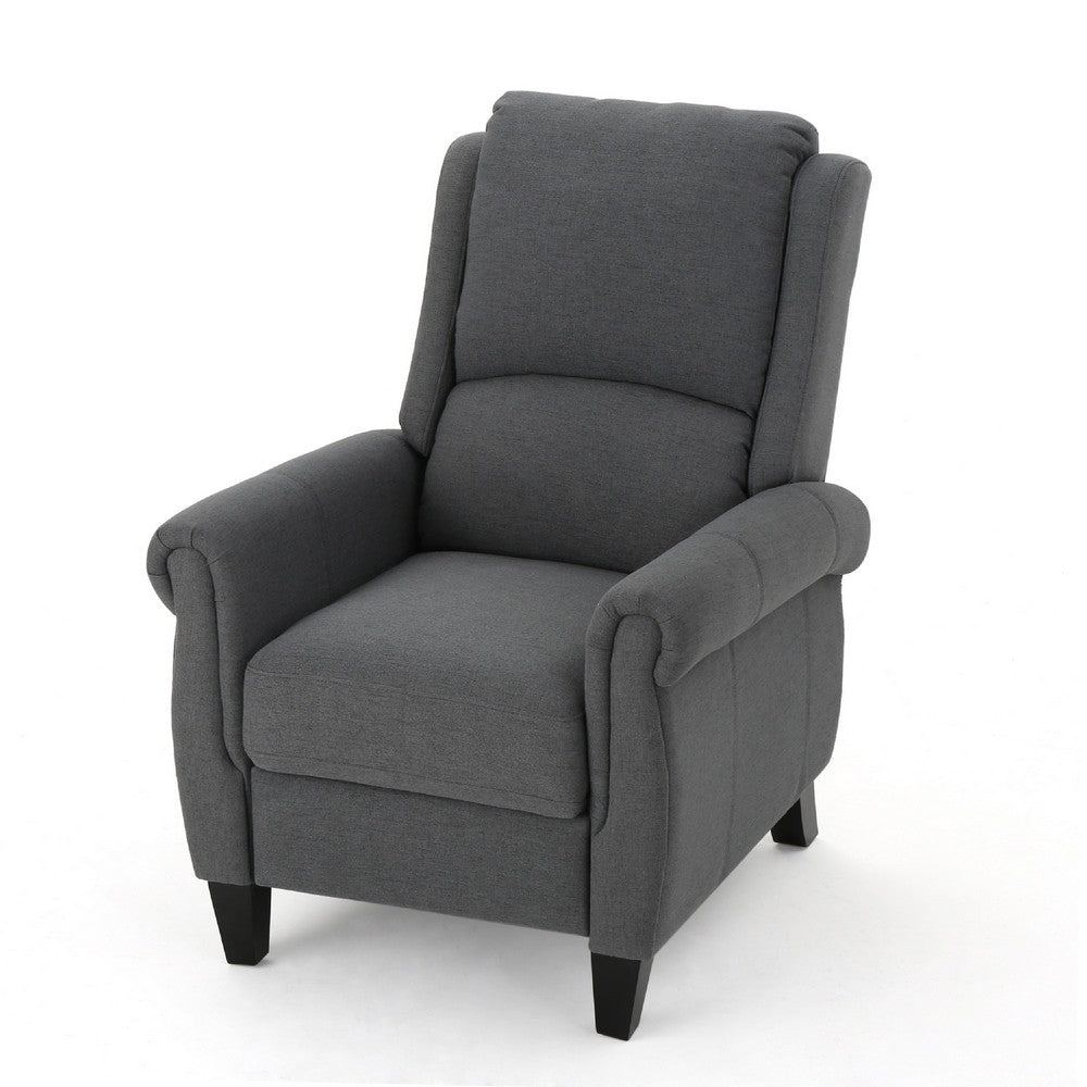 Beny Manual Recliner Chair, Charcoal Gray Polyester, Rolled Arms -BM335793