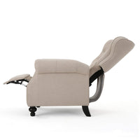 Nur Manual Recliner Chair, Button Tufted Back, Wheatish White Fabric -BM335794