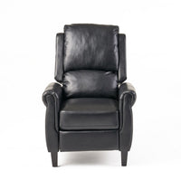 Beny Manual Recliner Chair, Black Faux Leather, Classic Rolled Arms  -BM335796