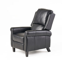 Beny Manual Recliner Chair, Black Faux Leather, Classic Rolled Arms  -BM335796