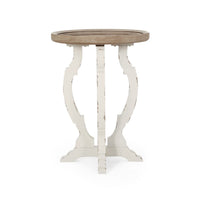 Gez Accent Table, 26 Inch Brown Round Top, White Hourglass Base -BM335797
