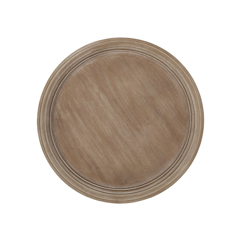 Gez Accent Table, 26 Inch Brown Round Top, White Hourglass Base -BM335797