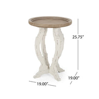 Gez Accent Table, 26 Inch Brown Round Top, White Hourglass Base -BM335797