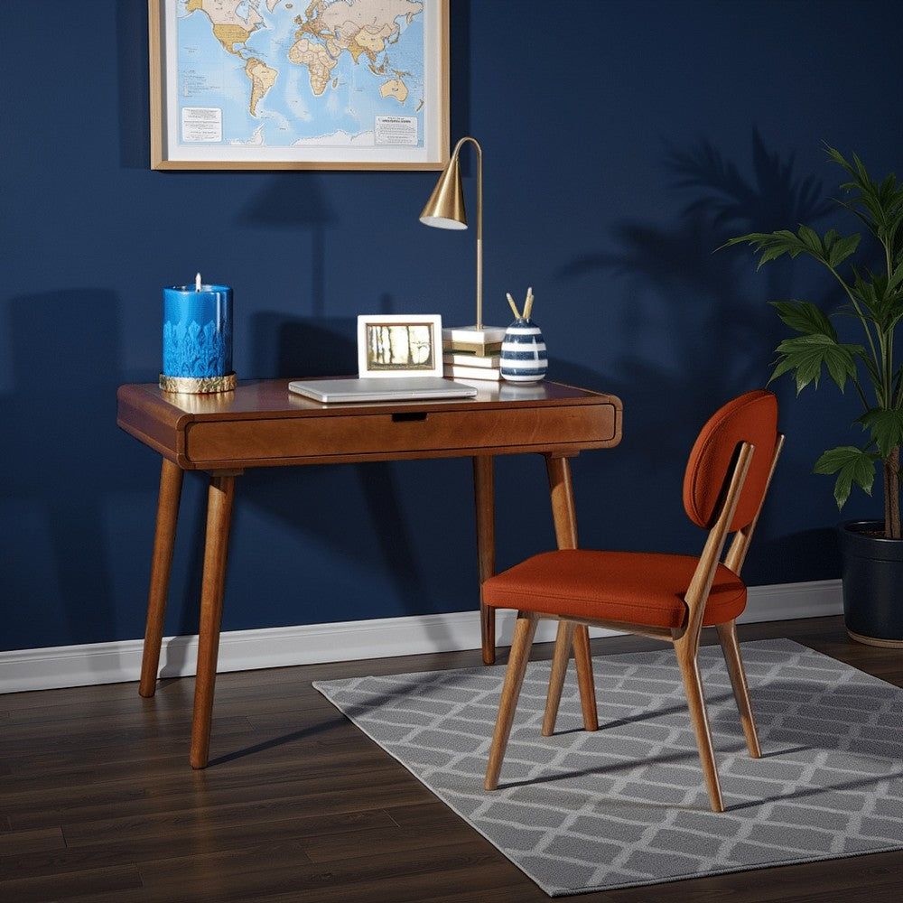 Writing Desk with 1 Storage Drawer, 40 Inch, Farmhouse Brown Wood -BM335799