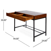 Writing Desk with 2 Storage Drawers, 44 Inch Brown Acacia Wood -BM335800