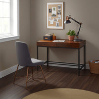 Writing Desk with 2 Storage Drawers, 44 Inch Brown Acacia Wood -BM335800