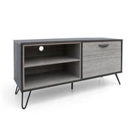 47 Inch TV Stand Cabinet Console, 2 Shelves, Gray Finish, Metal Legs -BM335804