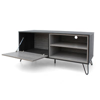 47 Inch TV Stand Cabinet Console, 2 Shelves, Gray Finish, Metal Legs -BM335804