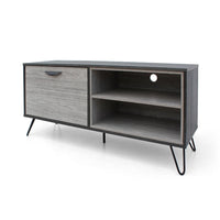 47 Inch TV Stand Cabinet Console, 2 Shelves, Gray Finish, Metal Legs -BM335804