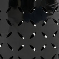 Lica Patio Side End Table, Barrel Shaped Lace Cut, 12 Inch Black Iron -BM335806