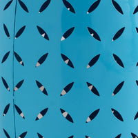 Lica Patio Side End Table, Barrel Shaped Lace Cut, 12 Inch Blue Iron -BM335807
