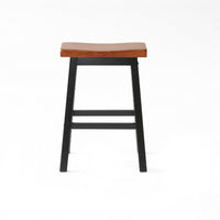 4pc Dining Table Set, Brown and Black, Saddle Seat Stools, 1 Bench -BM335825