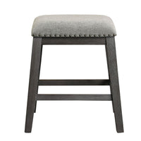 Tuna Counter Height Stool Set of 2, Chenille Seat, Nailhead, Gray Wood -BM336008