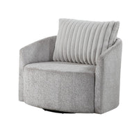 Vinnie Swivel Armchair, Gray Chenille, Large Corduroy Back Pillow -BM336204