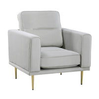 Voxo Chair, Gray Velvet Padded Seat, Sleek Gold Metal Legs, 34 Inch -BM336265