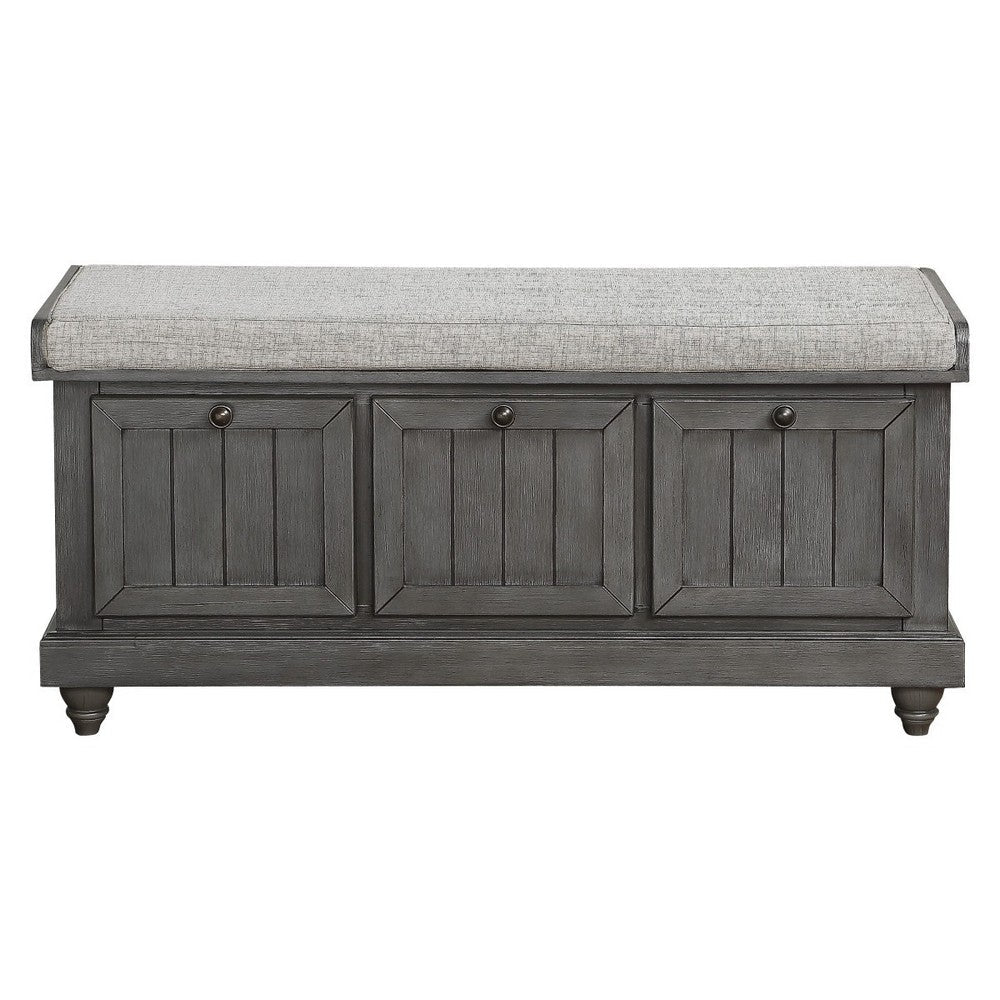 Wali 44 Inch Bench with Lift Top Storage, Plush Gray Cushioned Seat -BM336333