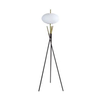 Azy Floor Lamp, Frosted White Shade, Tripod Base, Black Gold, 64 Inch -BM336399