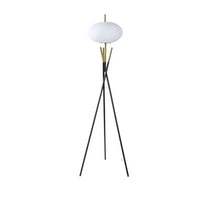 Azy Floor Lamp, Frosted White Shade, Tripod Base, Black Gold, 64 Inch -BM336399