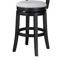 Vilz Set of 2 Swivel Barstool Chairs, Gray Linen, Tufted Back, Black -BM336408