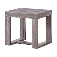 Knic Side End Table, 24 Inch, Gray Square Wood Top, Double Pedestal  -BM336420