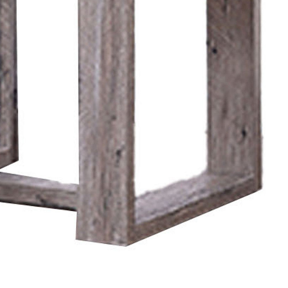 Knic Side End Table, 24 Inch, Gray Square Wood Top, Double Pedestal  -BM336420