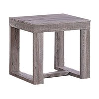 Knic Side End Table, 24 Inch, Gray Square Wood Top, Double Pedestal  -BM336420