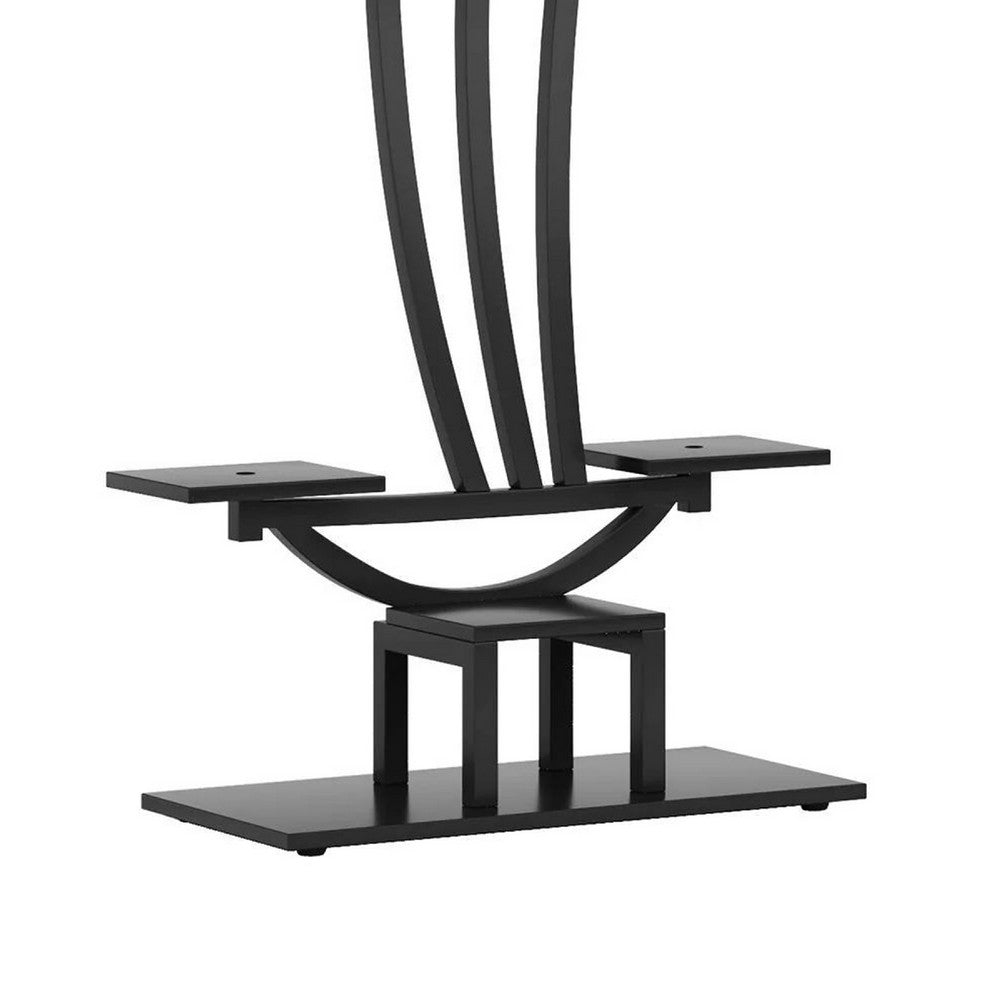 6 Tier Plant Stand Set of 2 w Hooks, Curved Display Shelf, Black -BM336901