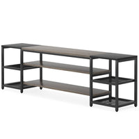TV Media Entertainment Stand, Mesh Shelves, 79 Inch Rustic Brown Black -BM336929