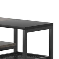 TV Media Entertainment Stand, Mesh Shelves, 79 Inch Rustic Brown Black -BM336929