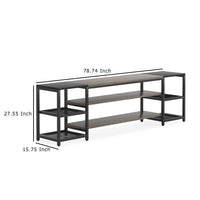 TV Media Entertainment Stand, Mesh Shelves, 79 Inch Rustic Brown Black -BM336929