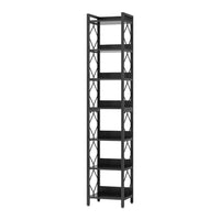 Nety 7 Tier Corner Display Shelf, 79 Inch Tall, Diamond Pattern, Black -BM336950