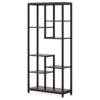 Industrial Art Bookshelf w 8 Open Shelves, 31 Inch Vintage Black Metal -BM336958