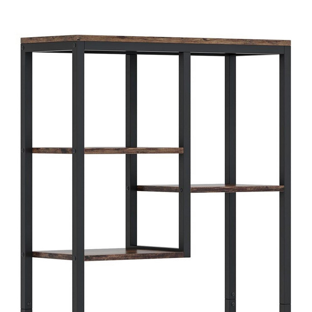 Industrial Art Bookshelf w 8 Open Shelves, 31 Inch Vintage Black Metal -BM336958