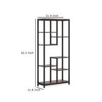 Industrial Art Bookshelf w 8 Open Shelves, 31 Inch Vintage Black Metal -BM336958