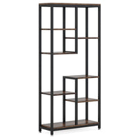 Industrial Art Bookshelf w 8 Open Shelves, 31 Inch Vintage Black Metal -BM336958