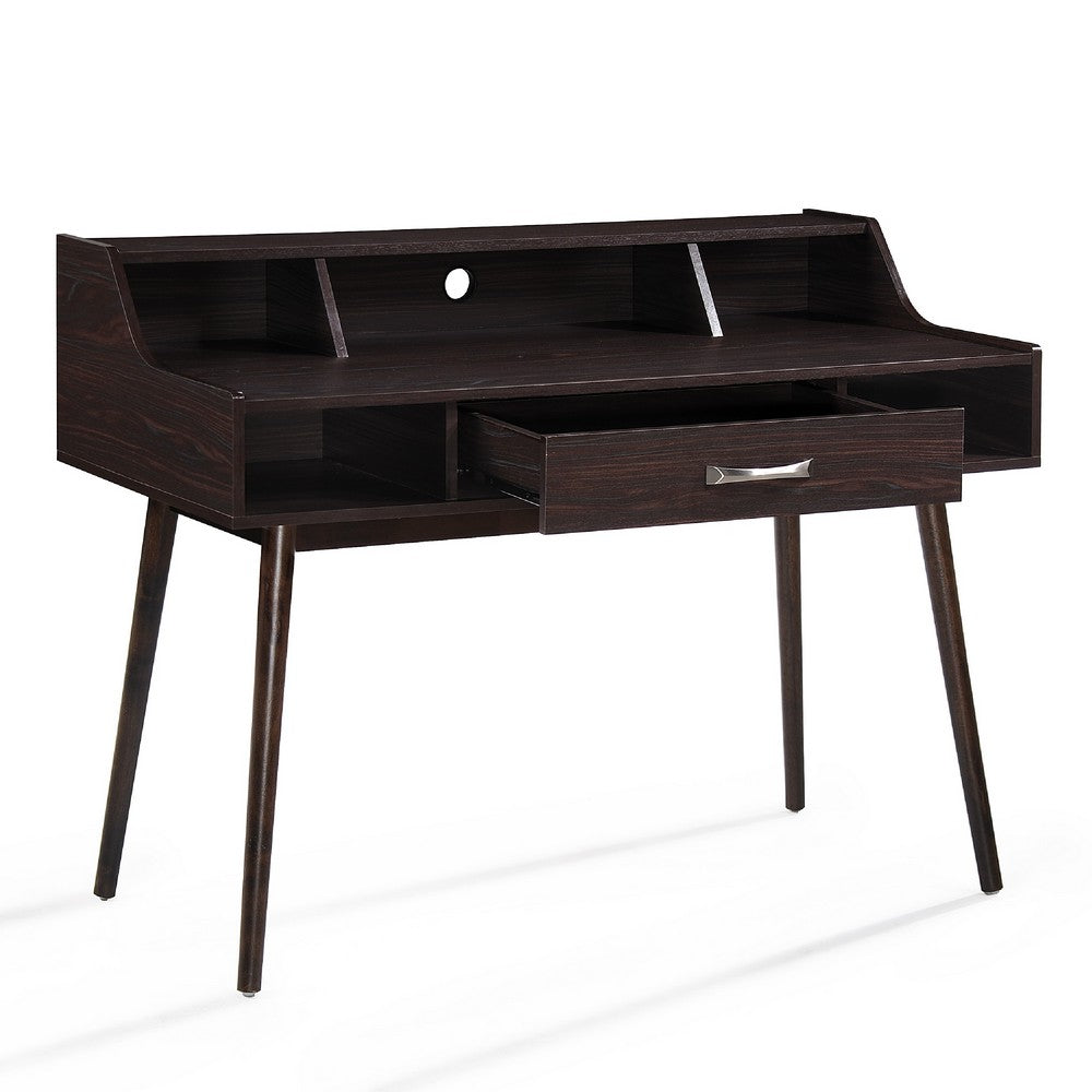 Jesa Study Office Desk, 3 Storage Shelves, Wenge Brown Wood, 47 Inch -BM336997