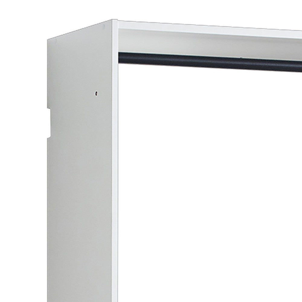 Vedz Wall Mounted Walk in Closet, 2 Hanging Rods, White Melamine -BM337082