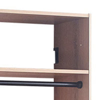 Vedz Wall Mount Walk in Closet, 1 Shelf w Hanging Rod, Oak Brown Wood -BM337085