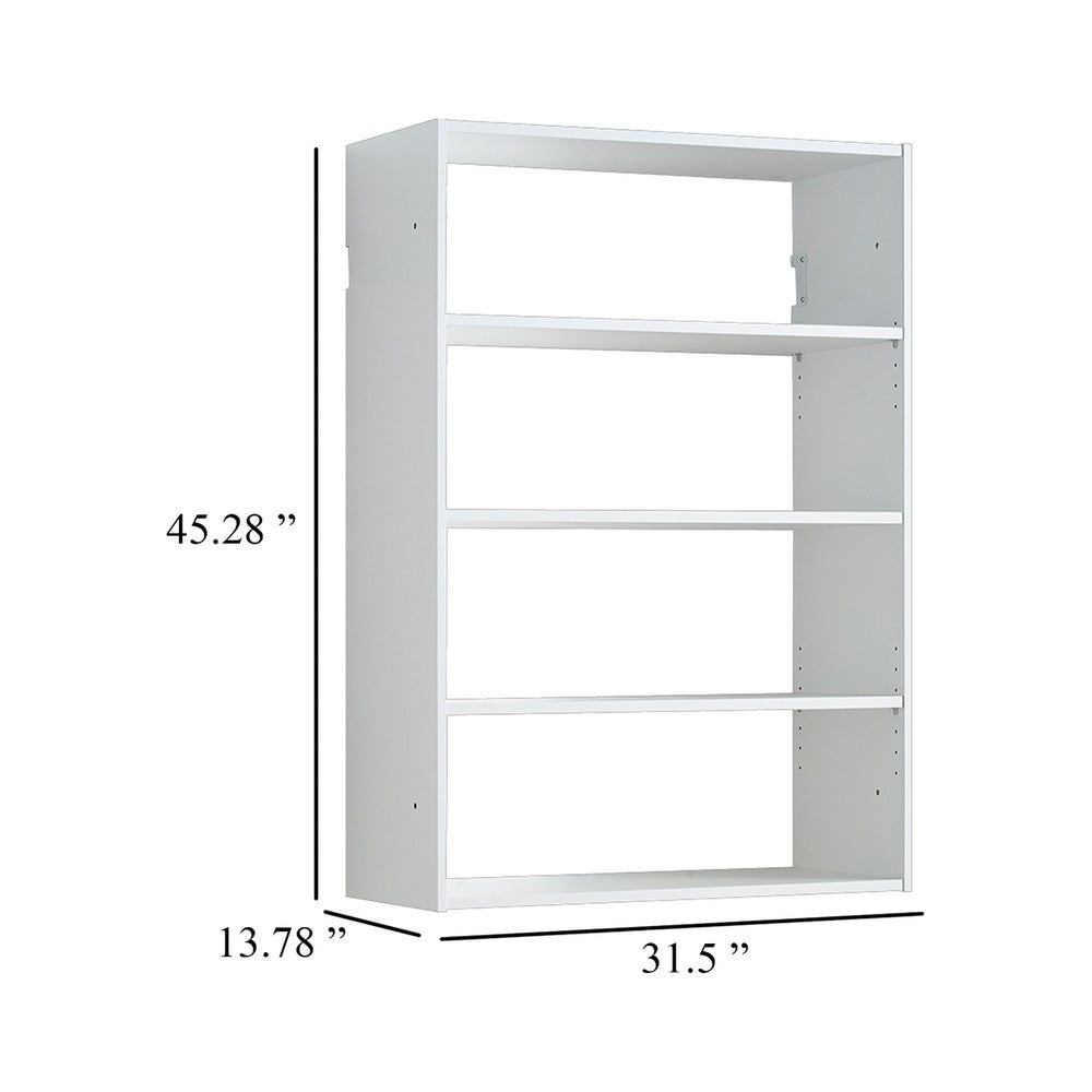 Vedz Wall Mount Adjustable Shelf, 4 Open Shelves, White Melamine -BM337086
