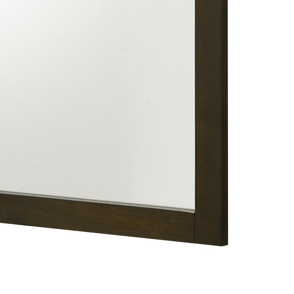 Wlly Dresser Mirror with Wide Frame, 39 Inch Dark Brown Hardwood - BM338136