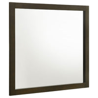 Wlly Dresser Mirror with Wide Frame, 39 Inch Dark Brown Hardwood - BM338136