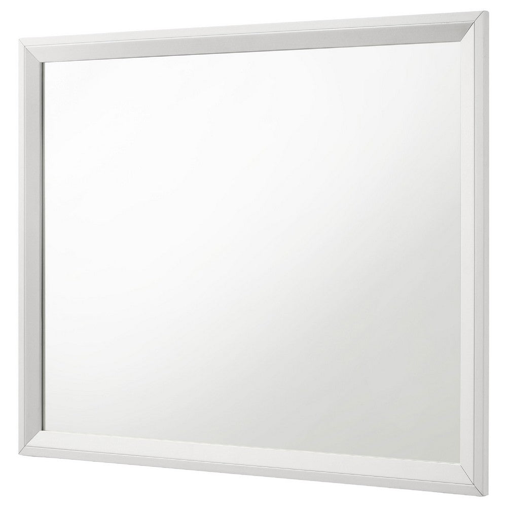 Noro Dresser Mirror with Slim Trim, Open Mitered Corners, White Wood - BM338140