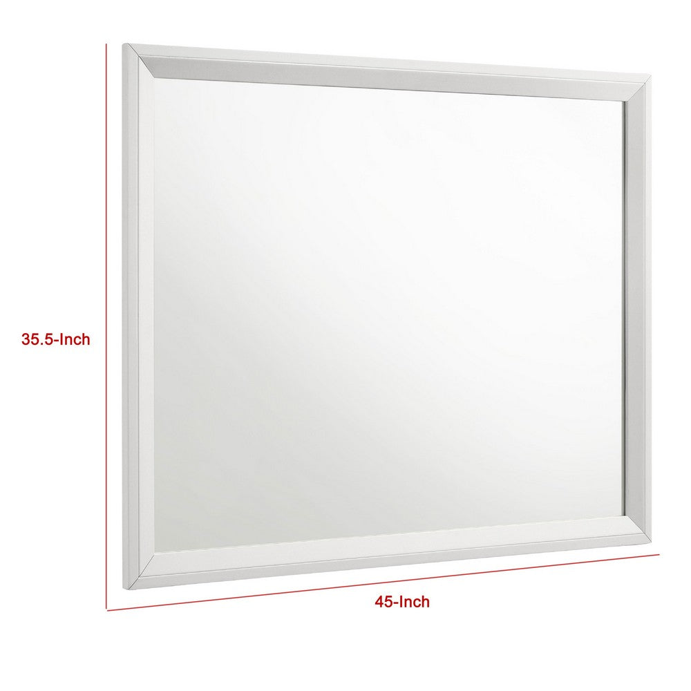 Noro Dresser Mirror with Slim Trim, Open Mitered Corners, White Wood - BM338140