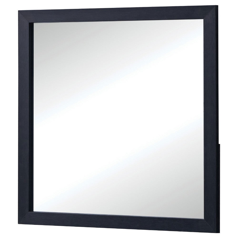 Dex Rectangular Dresser Mirror, Non-Beveled Glass, Black Wood-Melamine - BM338141