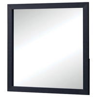 Dex Rectangular Dresser Mirror, Non-Beveled Glass, Black Wood-Melamine - BM338141