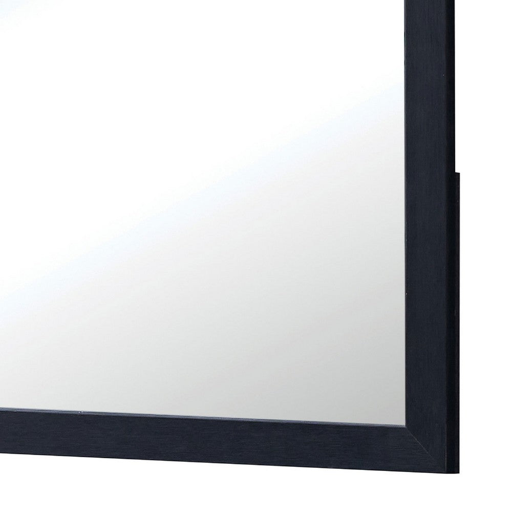 Dex Rectangular Dresser Mirror, Non-Beveled Glass, Black Wood-Melamine - BM338141