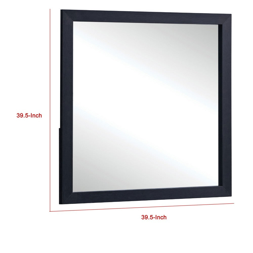 Dex Rectangular Dresser Mirror, Non-Beveled Glass, Black Wood-Melamine - BM338141