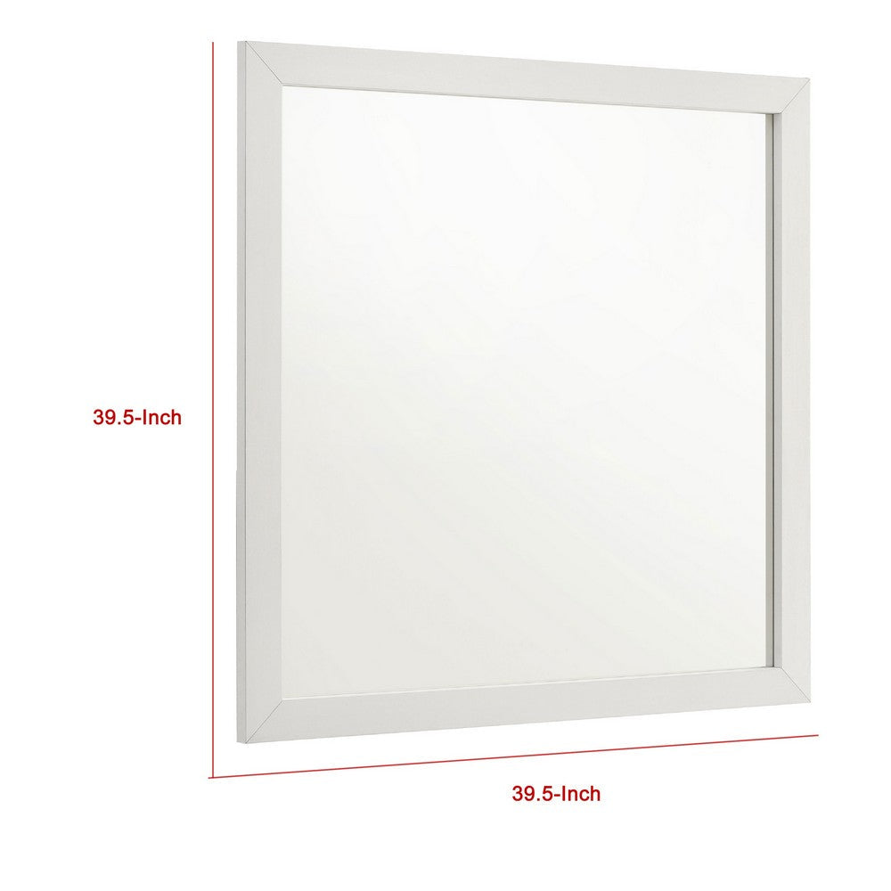 Dex Rectangular Dresser Mirror, Non-Beveled Glass, White Wood-Melamine - BM338142